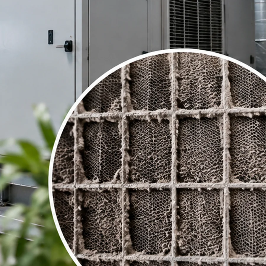 Filtro o serpentín HVAC con suciedad